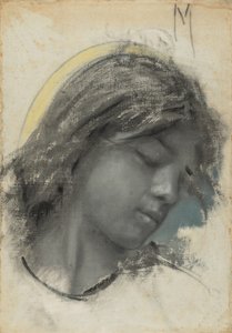 Enkelin pää (etusivu); naisen pää (kääntöpuoli). tekijältä Francesco Paolo Michetti