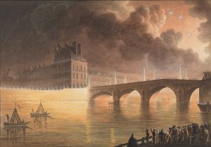 Juhla yleisen rauhan puolesta Pariisissa 18. Brumaire. Kuninkaallinen silta, 1801-2 tekijältä Francesco Piranesi