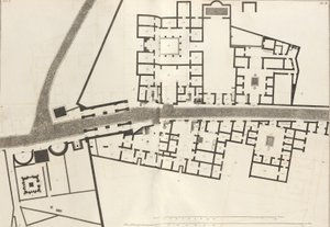 Suuri suunnitelma Pompejin kaupungin sisäänkäynnistä ja sitä ympäröivistä rakennuksista Ant..., 1804.