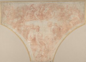 Erisin omena heitti Peleuksen ja Thetisin häissä: Tutkimus Frescolle..., 1504-70. tekijältä Francesco Primaticcio