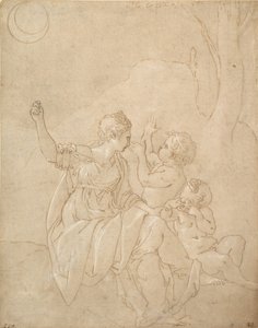Klassinen naishahmo Diana tai Venus kahdella lapsella, n. 1539-42. tekijältä Francesco Primaticcio