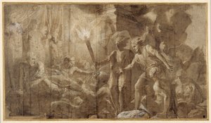 Hercules makaa Omphalen vieressä tekijältä Francesco Primaticcio