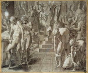 Persepoliksen naamiaiset. Francesco Primaticcion piirros, joka tunnetaan nimellä Primatice (1504-1570) tekijältä Francesco Primaticcio