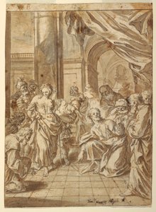 Piirros, Kristus ja aviorikollinen nainen, 1750-60 tekijältä Francesco Saverio Mergolo