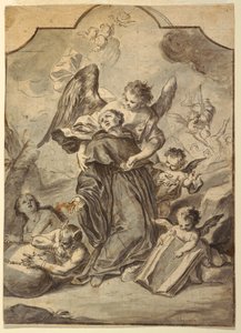 Piirros, näky pyhästä benediktiinimunkista, 1776 tekijältä Francesco Saverio Mergolo