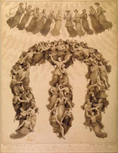 Kuvitus Dante Alighierin jumalalliseen komediaan Paradiso canto XVIII tekijältä Francesco Scaramuzza