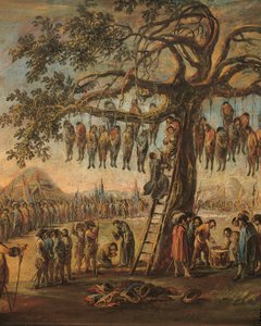 Francesco Simoninin "The Miseries of War: the Hanged Men" yksityiskohta