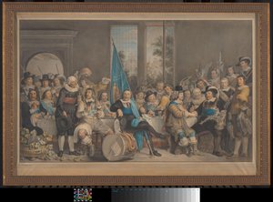 Ampujan ateria Voetboogissa (St. Joris) Amsterdamissa Munsterin rauhan solmimisen kunniaksi 18. kesäkuuta 1648 tekijältä Francesco Tozelli (signed by artist)