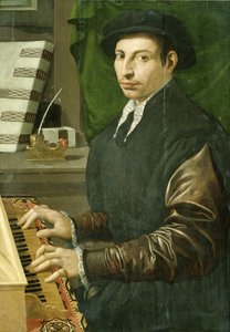 Muotokuva miehestä, joka pelaa neitsyttä tekijältä Francesco Traballesi