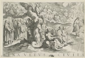 Sienan kartta (vasen yläosa) Senavetus civitas virginis (otsikko esineessä)