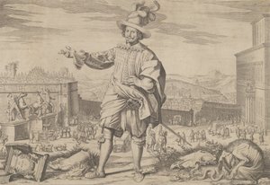 Muotokuva Ioannes Altus Johann Altenista, sveitsiläiskaartista, seisomassa Quirinalin ja..., 1623.