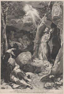 Pyhä Franciscus vastaanottamassa stigmat tekijältä Francesco Villamena, after Federico Barocci