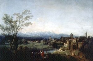 Fantastinen maisema, Vicenza (öljy kankaalle) tekijältä Francesco Zuccarelli