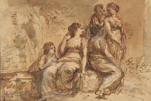 Viisi nuorta naista maisemassa, 1702-88. tekijältä Francesco Zuccarelli