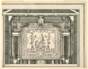 Poikkileikkaus, Proscenium ja verho, Teatro Filarmonico, Verona tekijältä Francesco Zucchi