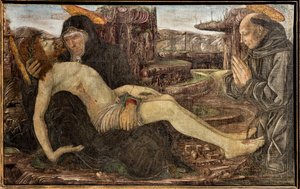 Francesco del Cossa valituslaulu asiakkaan kanssa St. Franciscuksena tekijältä Francesco del Cossa