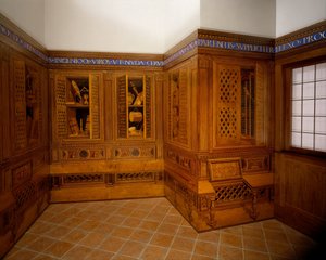 Studiolo Ducal Palacesta Gubbiosta, n. 1478-1482 (pähkinä, pyökki, ruusupuu, tammi ja hedelmäpuu pähkinäpohjalla)