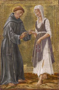 Pyhä vaihto Saint Franciscus ja Lady Poverty par Francesco di Giorgio Martini (1439-1501). Tempera paneelissa