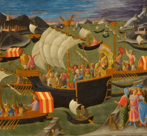 Kuningas Melchior purjehtimassa Pyhään maahan, n. 1445-1450