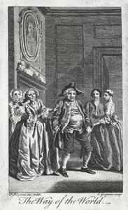 Kohtaus The Way of the World, kirjoittanut William Congreve (1670-1729), kaiverrus Charles Grignon Francis Haymanin piirroksesta Lincoln