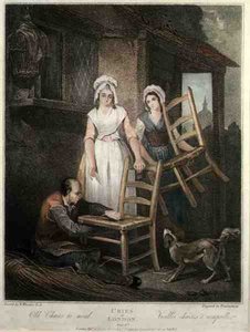 "Old Chairs to Mend", levy 10 "The Cries of London", kaiverrus Giovanni Vendramini (1769-1839), pub. kirjoittanut Colnaghi & Co.
