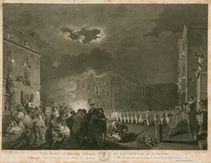 Broad Streetin mellakka Lontoossa 7. kesäkuuta 1780 (kaiverrus).