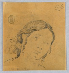 Luonnos naisen päästä tekijältä Francis Augustus Lathrop