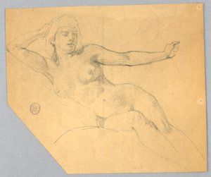 Luonnos naisen alastonkuvasta tekijältä Francis Augustus Lathrop