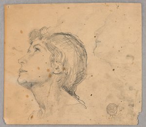 Luonnos naisen päästä tekijältä Francis Augustus Lathrop