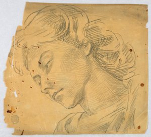 Luonnos naisen päästä tekijältä Francis Augustus Lathrop
