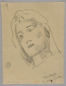 Luonnos naisen päästä tekijältä Francis Augustus Lathrop