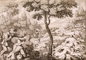 Cony Catching, kaiverrus Wenceslaus Hollar, 1671 tekijältä Francis Barlow