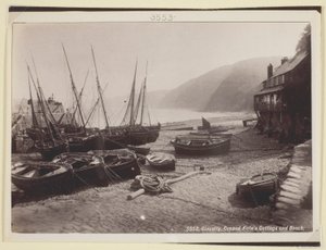 Clovelly, Hullun Katen mökki ja ranta tekijältä Francis Bedford