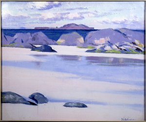 Laskuvesi, Iona, katsomassa hollantilaisen lippikseen, Lunga (öljy kankaalle) tekijältä Francis Campbell Boileau Cadell