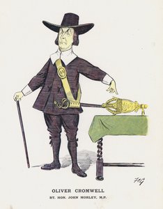 Oliver Cromwell, Rt Hon John Morley (väri litho) tekijältä Francis Carruthers Gould