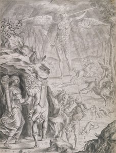 Dido ja Aeneas suojaan luolassa (pesu paperille)