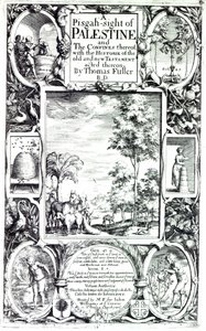 Nimisivu Thomas Fullerin vuonna 1650 julkaistuun teokseen "Pisgah-sight of Palestine"