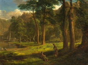 Warriors lepäämässä Mountain Glenissä, n. 1824 (öljy sellulevylle) tekijältä Francis Danby