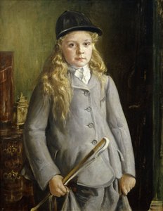 Tytön muotokuva, seisova puolipitkä, ratsastusmekossa