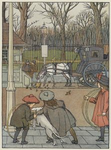 Lontoo: London Sparrows at Dinner (värilitografia).