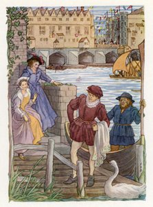 Merrie England: Lontoon silta (värilitografia) tekijältä Francis Donkin Bedford