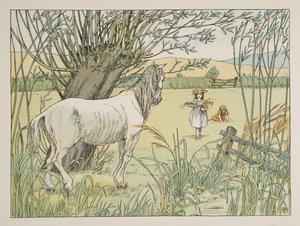 Vanha linja-autohevonen, kirjasta Four and Twenty Toilers, pub. 1900 (värilitra) tekijältä Francis Donkin Bedford