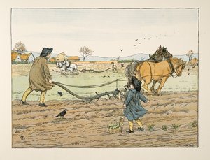 The Ploughman, kirjasta Four and Twenty Toilers, pub. 1900 (värilitografia) tekijältä Francis Donkin Bedford