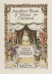 Toinen säkeistökirja -kirjan nimiölehden kuvitus (värilitografia). tekijältä Francis Donkin Bedford