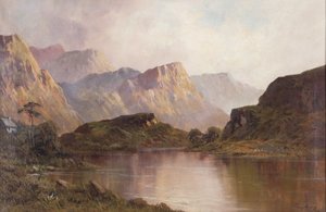 Järviä ja vuoria (öljy kankaalle) tekijältä Francis E. Jamieson