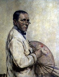 Taiteilija Sir William Orpenin (1878-1931) muotokuva n. 1932 (öljy kankaalle) tekijältä Francis Edwin Hodge