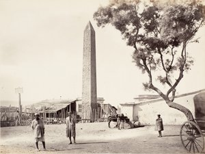 Egyptiläinen obeliski, Kleopatran neula, Aleksandriassa, Egyptissä, n. 1870.