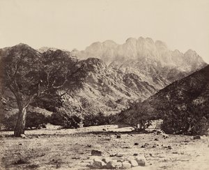 Serbal-vuori Wádee Feyránista, Egypti,1858 (kuva). tekijältä Francis Frith