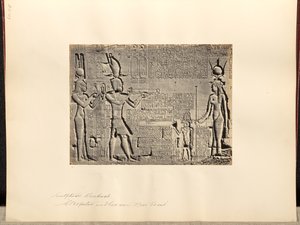 Veistoksia, Denderah, "Kleopatra ja hänen poikansa Nero Casar". tekijältä Francis Frith