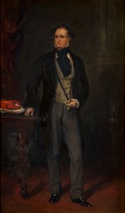 Muotokuva Edward Stanleysta, n. 14th Earl of Derby, n. 1820-69 (öljy kankaalle) tekijältä Francis Grant